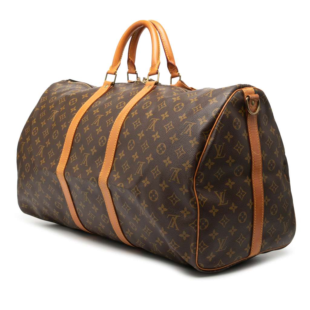 Louis Vuitton Monogram Keepall Bandouliere 55 Brown Fair condition - Back View