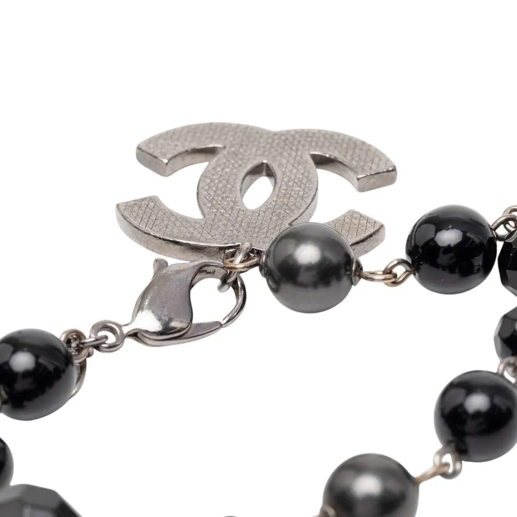 Chanel Silver Plated CC Faux Pearl Bracelet Silver Metal Very good - Box View