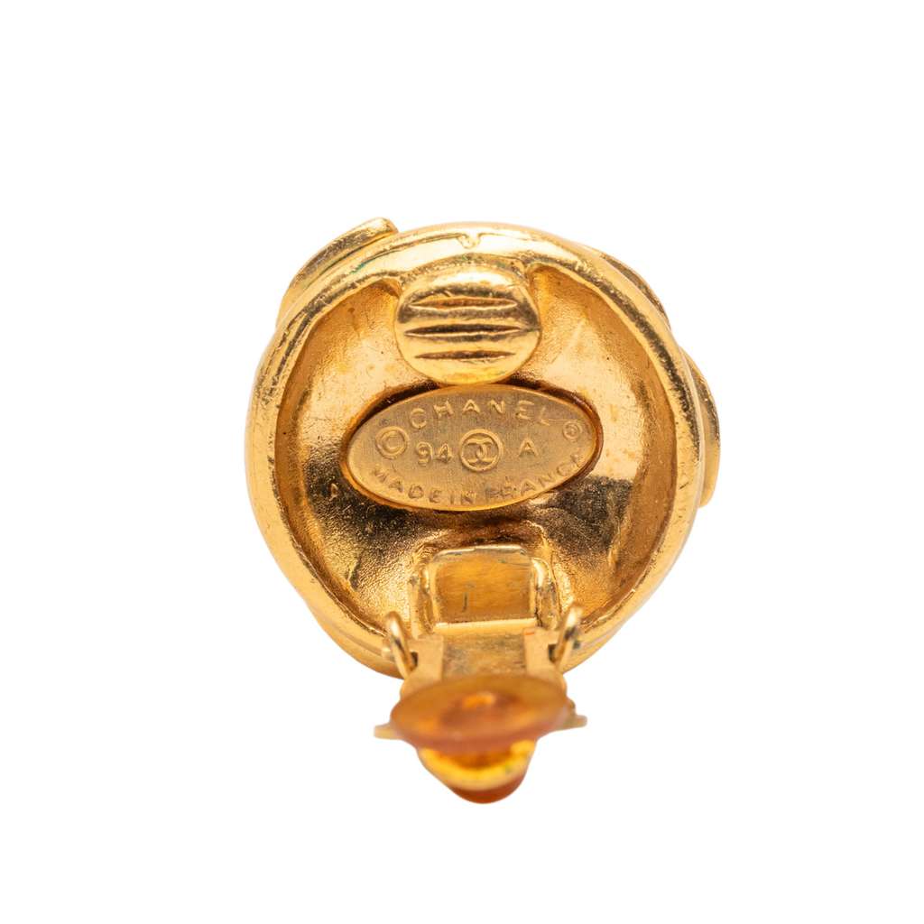 Chanel Triple CC Gold Plated Clip On Closure Gold Metal Good condition - Inside View