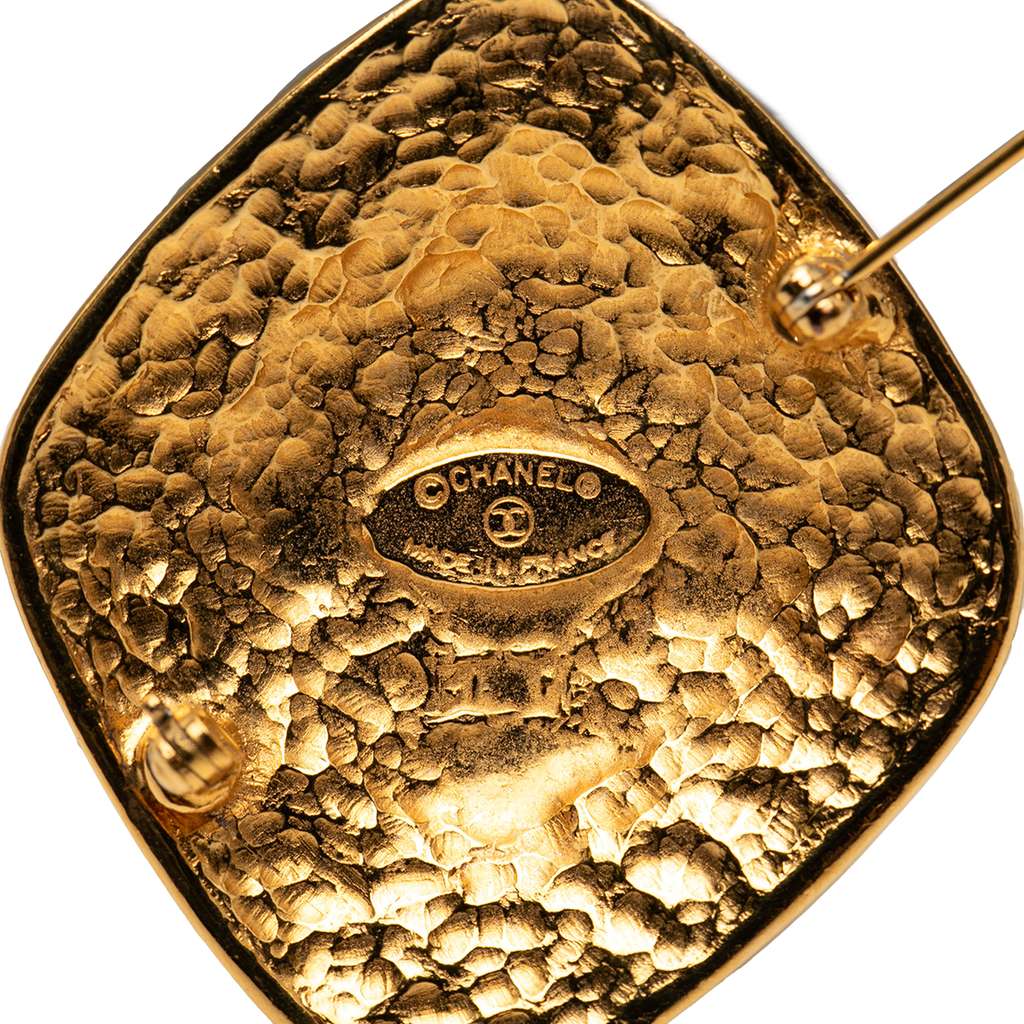 Chanel CC Gold Plated Diamond Byzantine Brooch Gold Metal Good condition - Inside View