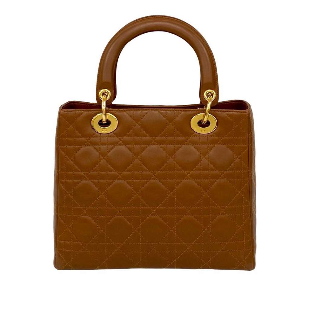 Dior Medium Lambskin Cannage Lady Dior Brown Leather Good condition - Back View