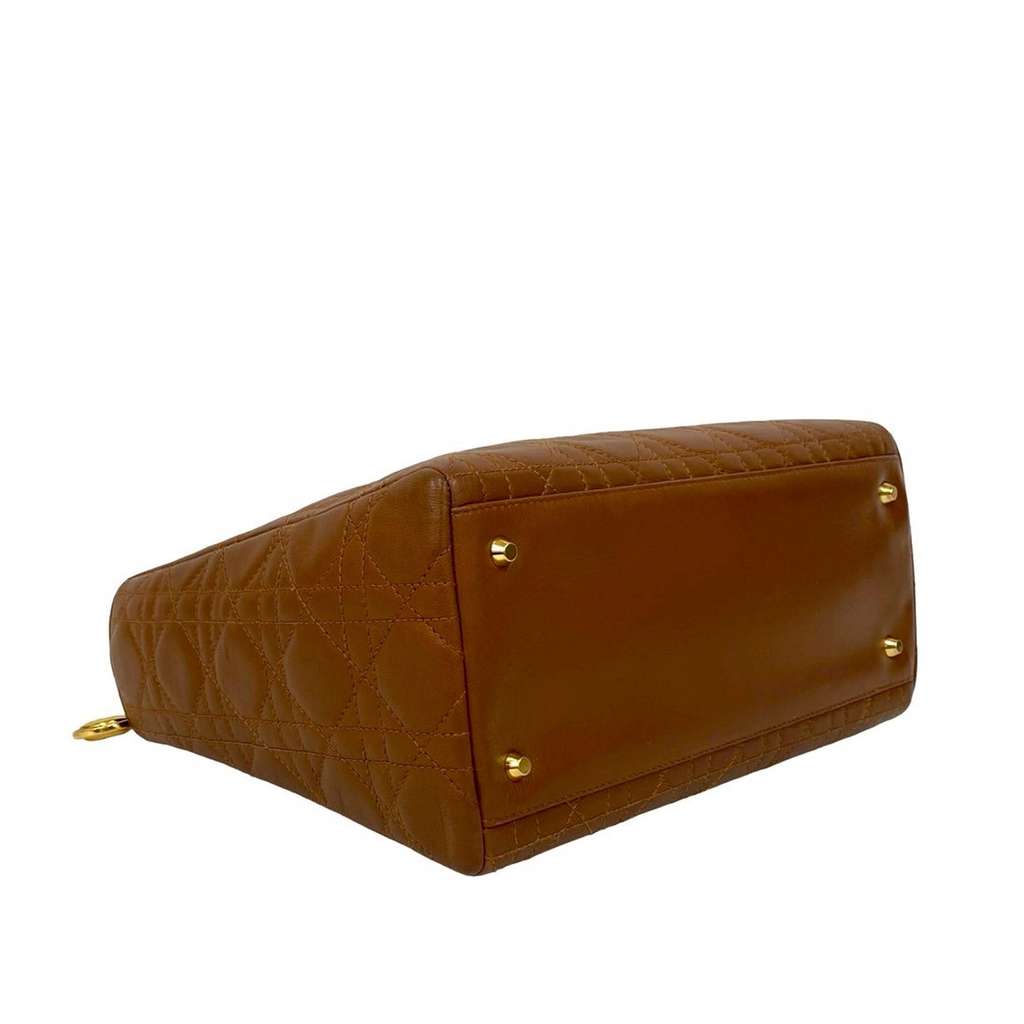 Dior Medium Lambskin Cannage Lady Dior Brown Leather Good condition - Box View
