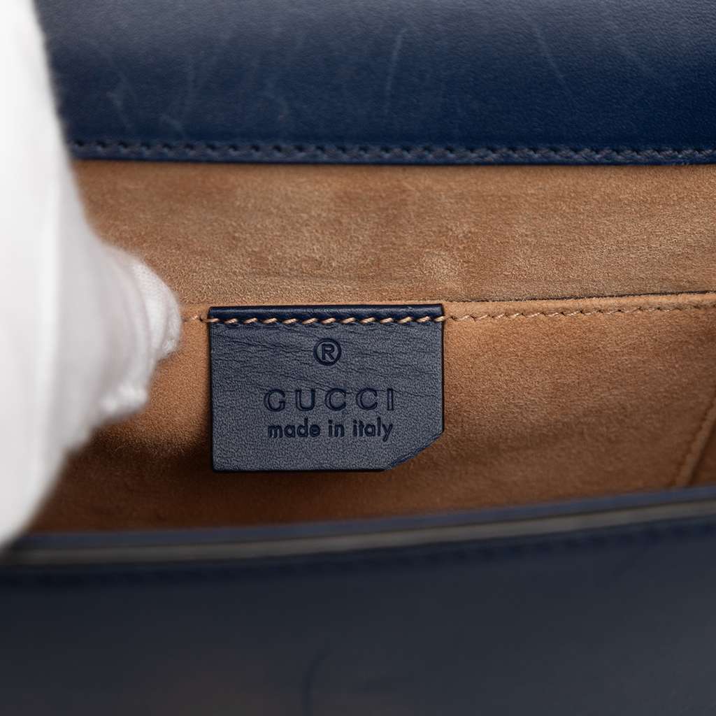 Gucci Mini Leather Sylvie Satchel Blue Leather Good condition - Box View