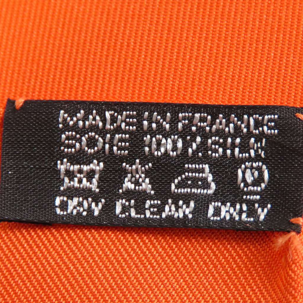 Hermès Bolduc Silk Scarf 90 Orange Silk Good condition - Back View
