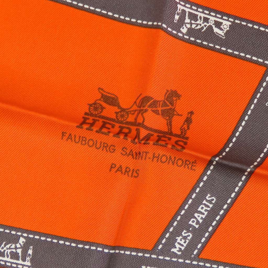 Hermès Bolduc Silk Scarf 90 Orange Silk Good condition - Inside View