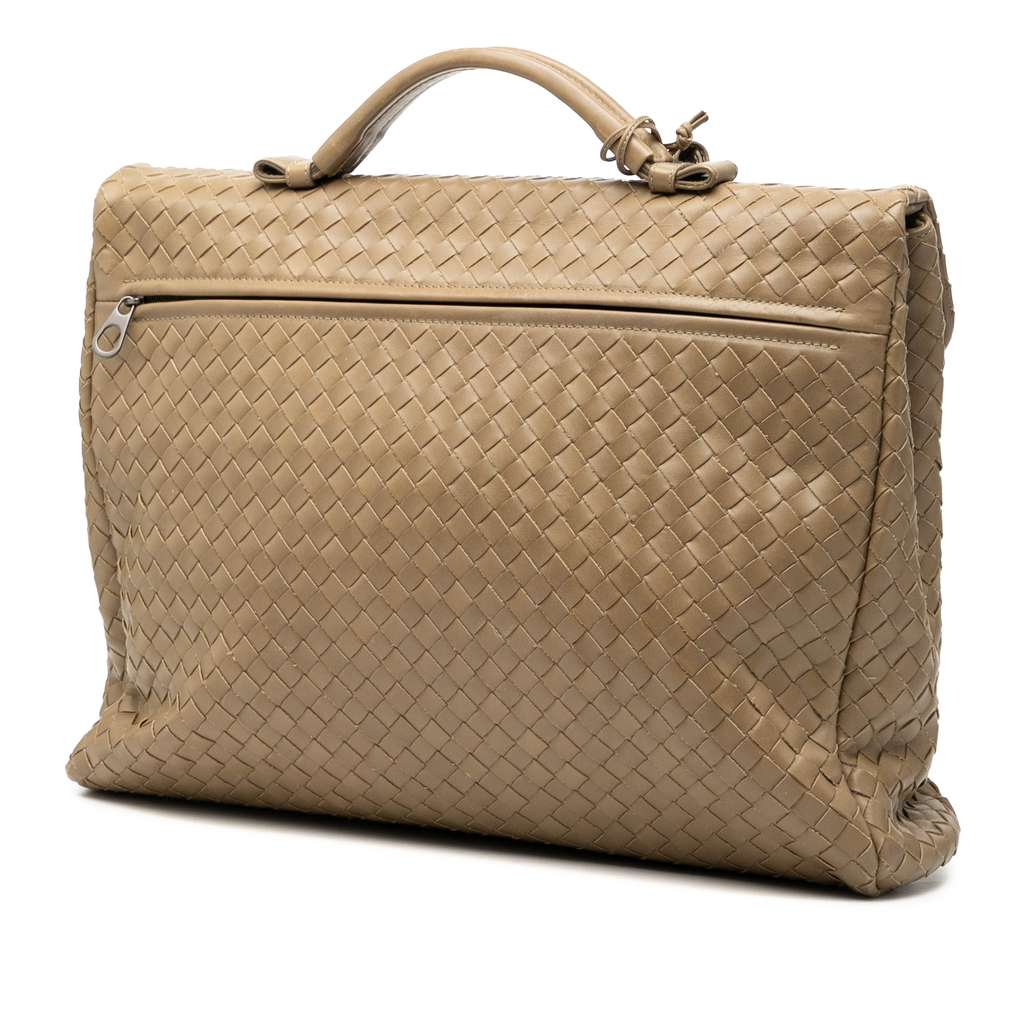 Bottega Veneta Nappa Intrecciato Business Bag Brown Leather Good condition - Back View