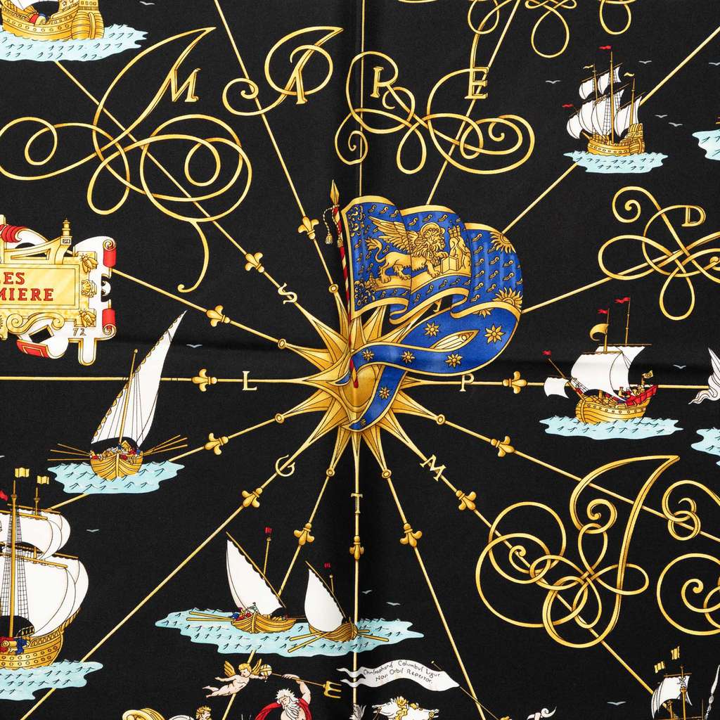 Hermès Voiles de Lumiere Silk Scarf 90 Black Silk Good condition - Back View