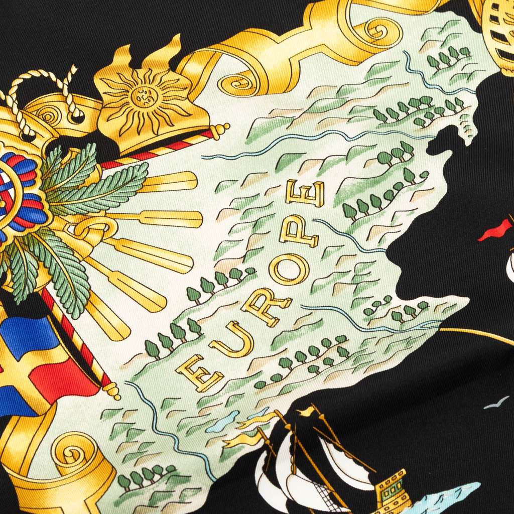 Hermès Voiles de Lumiere Silk Scarf 90 Black Silk Good condition - Inside View