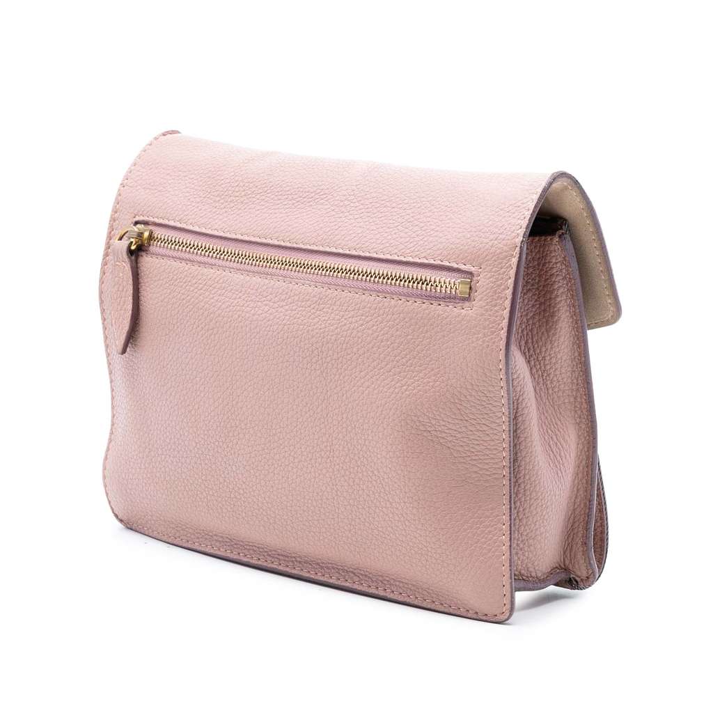 Burberry Small Leather and House Check Canvas Derby Macken Crossbody Pink Leather Good condition - Back View