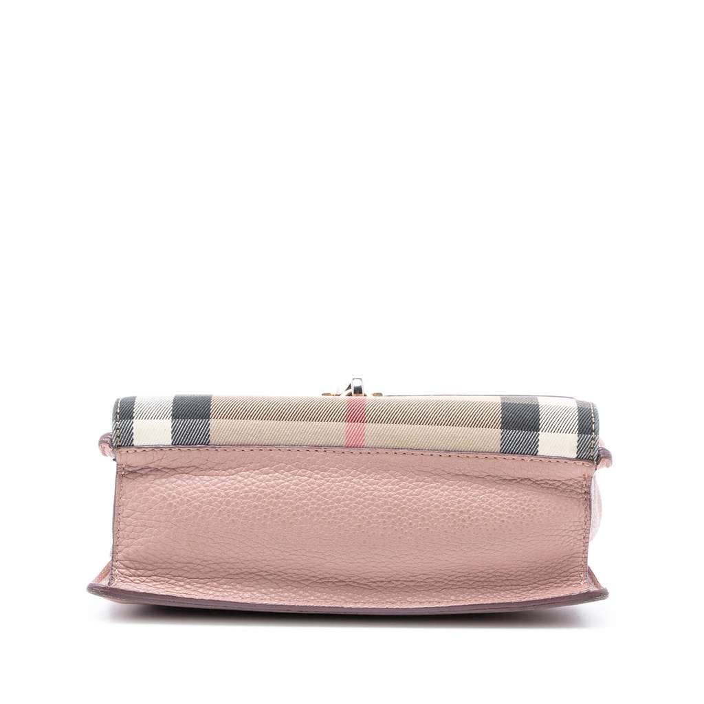 Burberry Small Leather and House Check Canvas Derby Macken Crossbody Pink Leather Good condition - Inside View