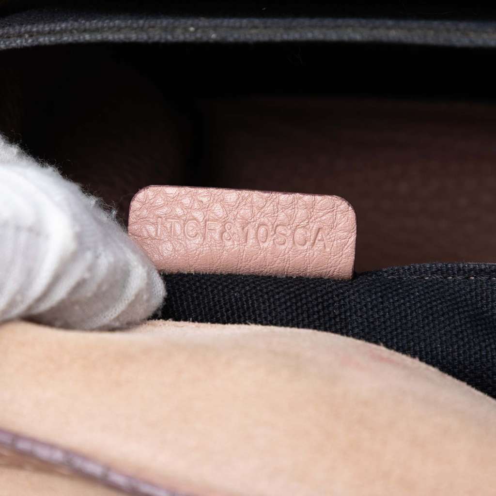 Burberry Small Leather and House Check Canvas Derby Macken Crossbody Pink Leather Good condition - Box View