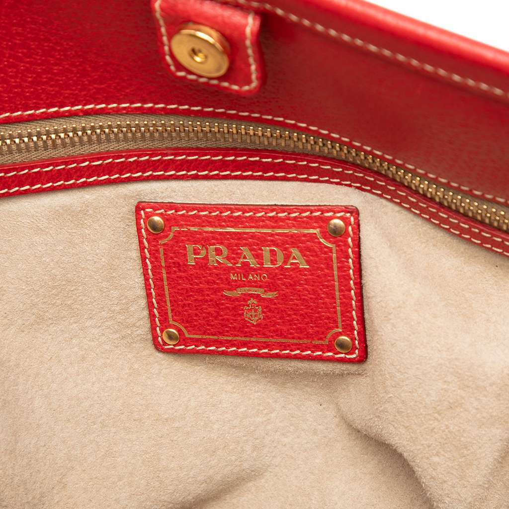 Prada Large Saffiano Trimmed Canapa Convertible Tote Brown Canvas Good condition - Box View