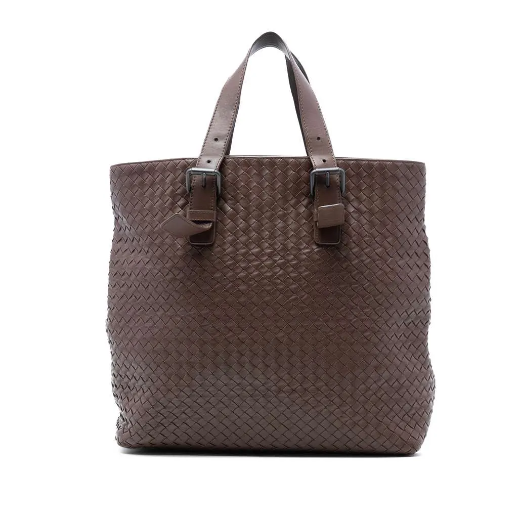 Bottega Veneta Nappa Intrecciato Belted Tote Brown Leather Very good - Front View