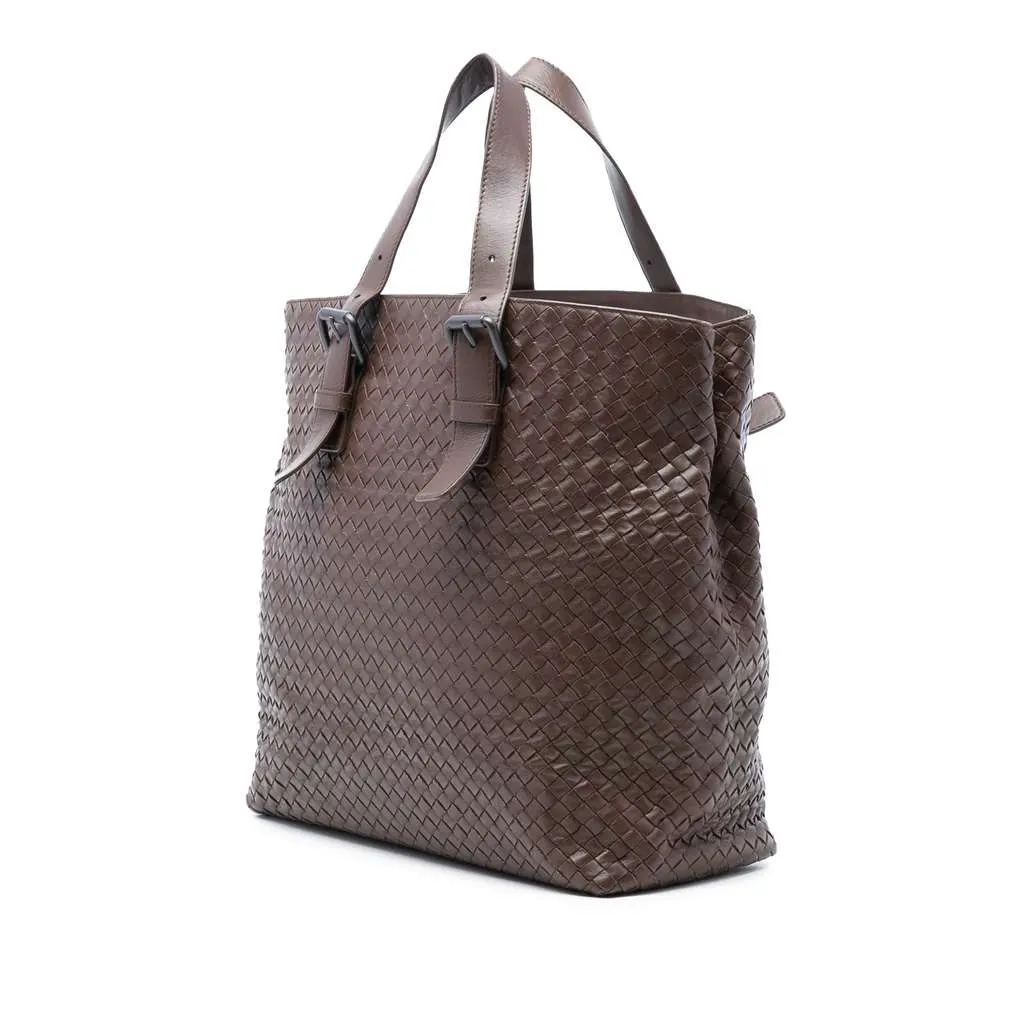 Bottega Veneta Nappa Intrecciato Belted Tote Brown Leather Very good - Back View