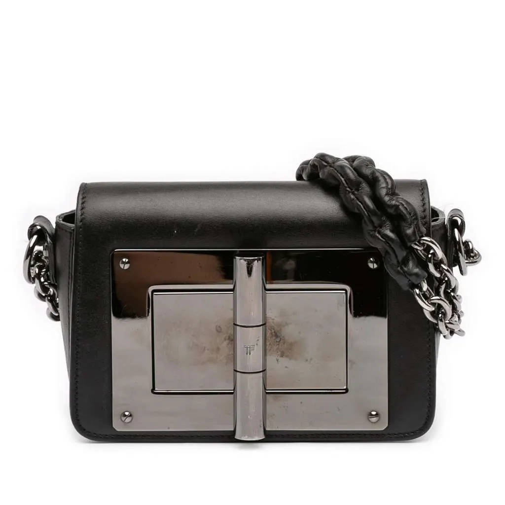 Tom Ford Mini Leather Natalia Crossbody Black Leather Good - Front View