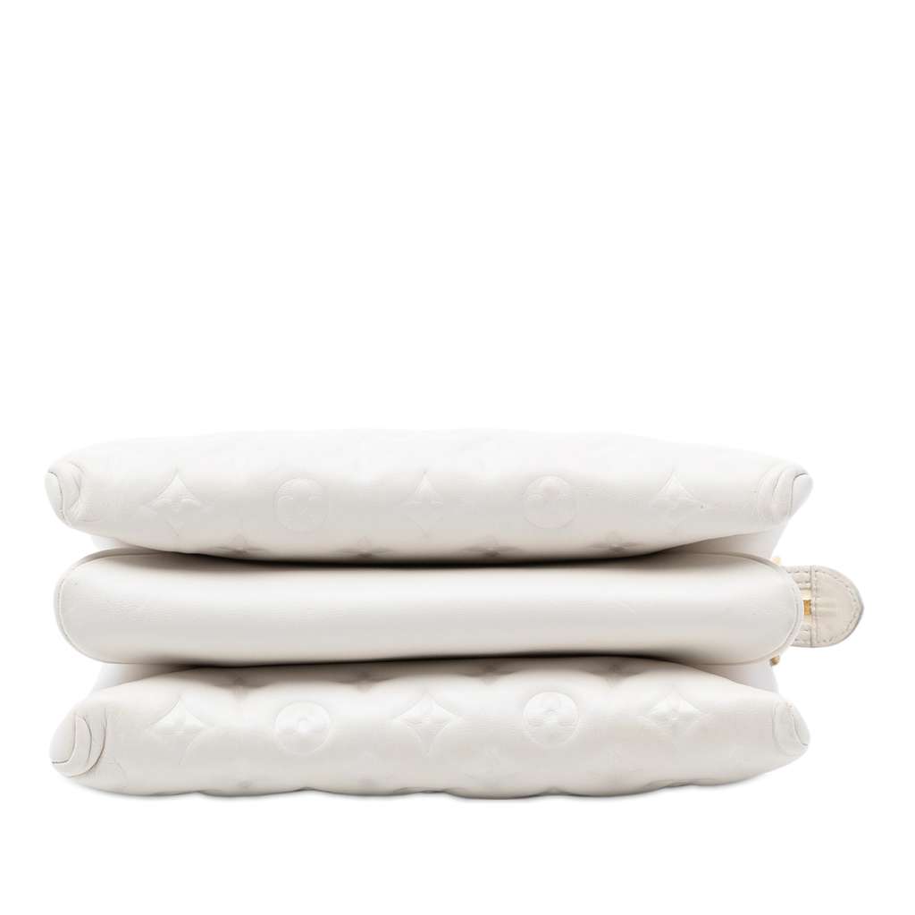 Louis Vuitton Monogram Embossed Puffy Lambskin Coussin PM White Leather Good condition - Inside View