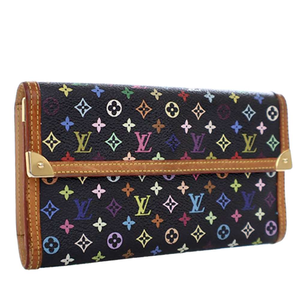 Louis Vuitton Monogram Multicolor Porte Tresor International Wallet Black Good condition - Back View