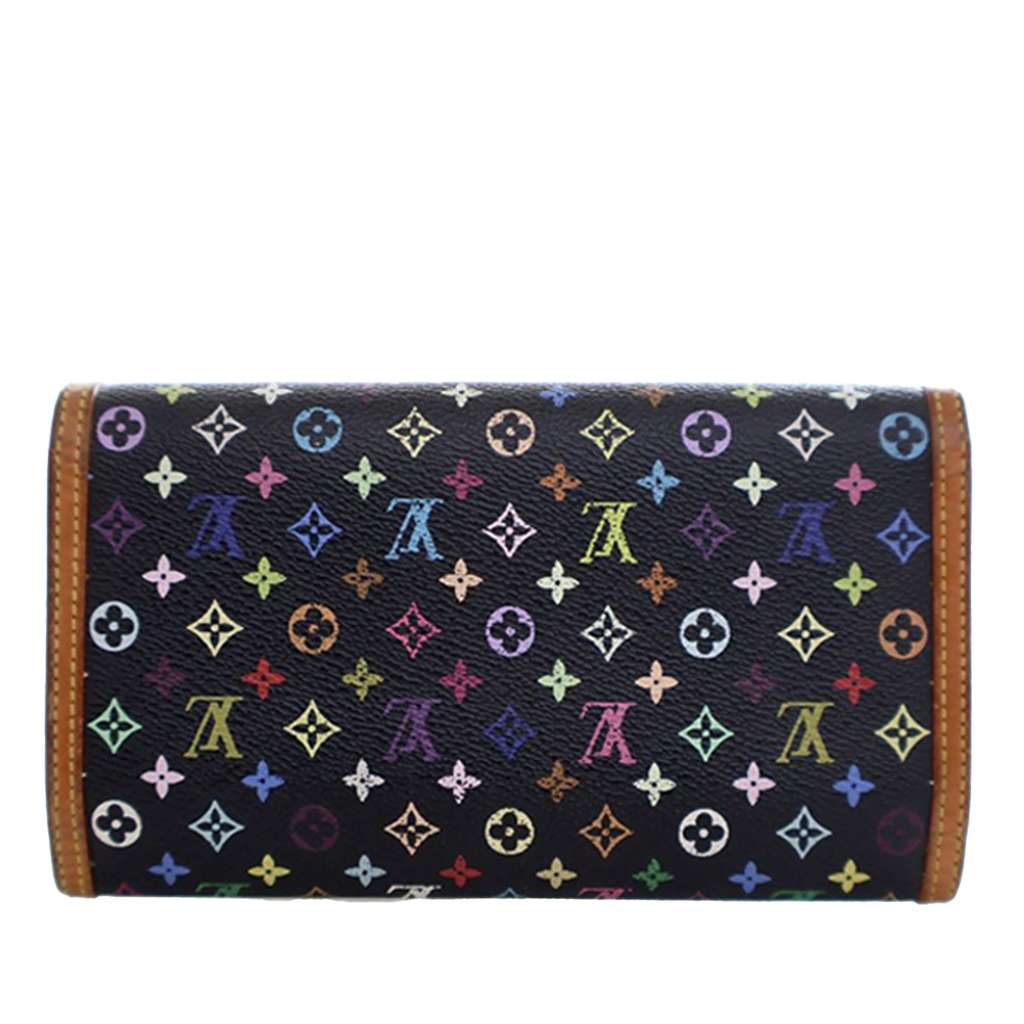 Louis Vuitton Monogram Multicolor Porte Tresor International Wallet Black Good condition - Model View