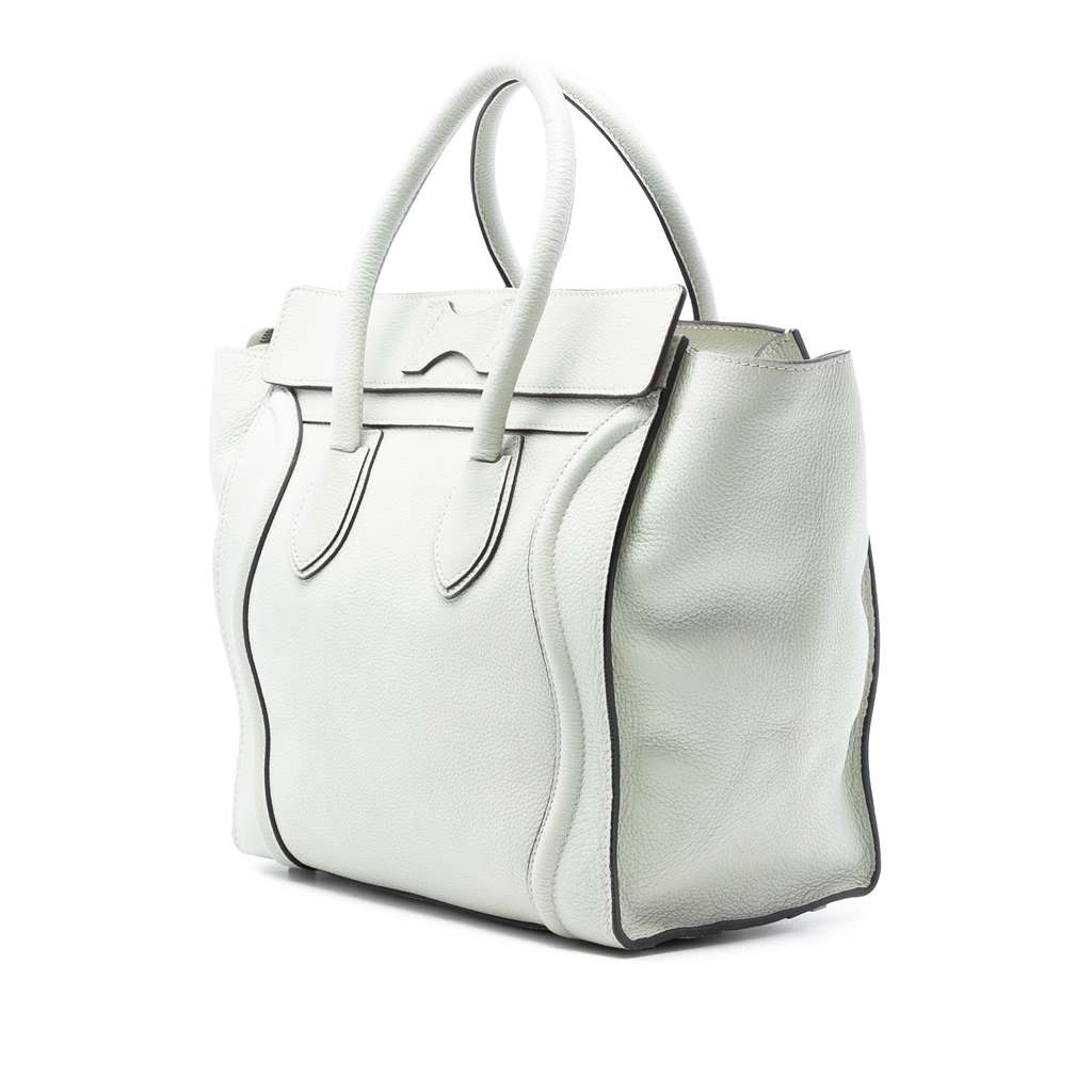 Celine Mini Calfskin Luggage Tote White Leather Good condition - Back View