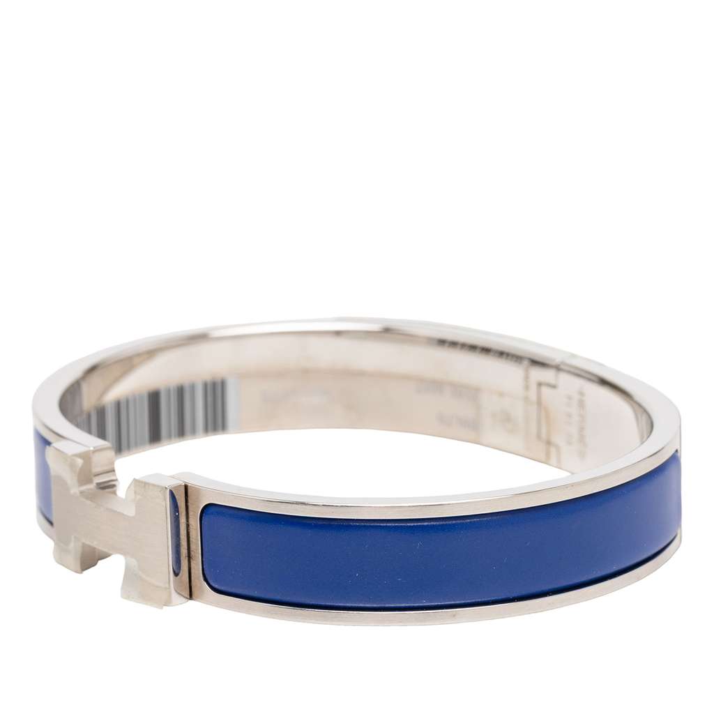 Hermès Narrow Enamel Clic H Bracelet PM Blue Good condition - Back View