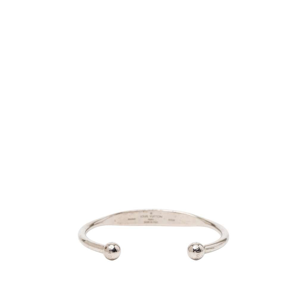 Louis Vuitton Palladium Plated Monogram Jonc Cuff Bracelet Silver Metal Good condition - Inside View