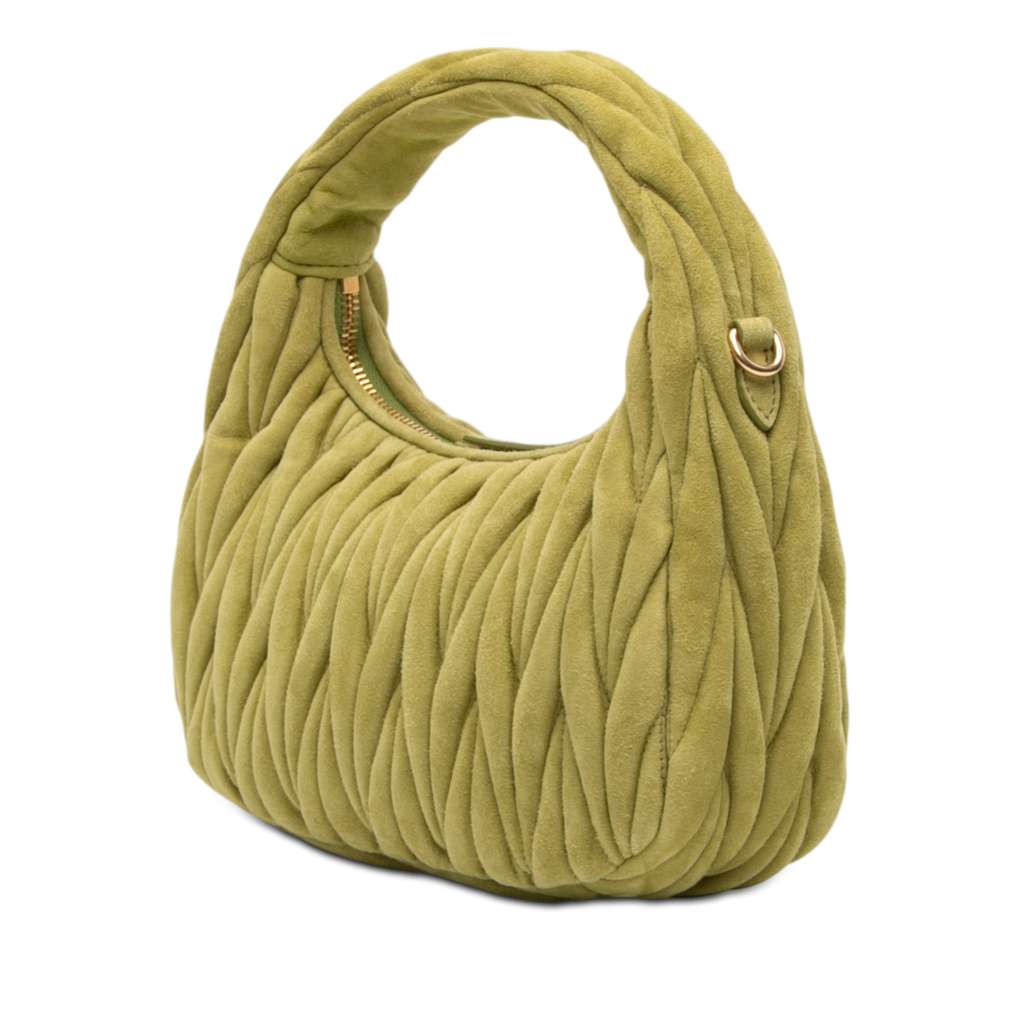 Miu Miu Mini Matelasse Suede Wander Bag Green Leather Good condition - Back View