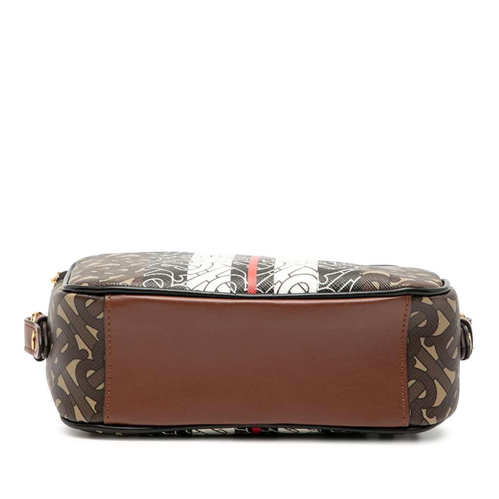 Burberry TB Monogram E-Canvas Stripe Camera Bag Brown Canvas Good condition - Inside View