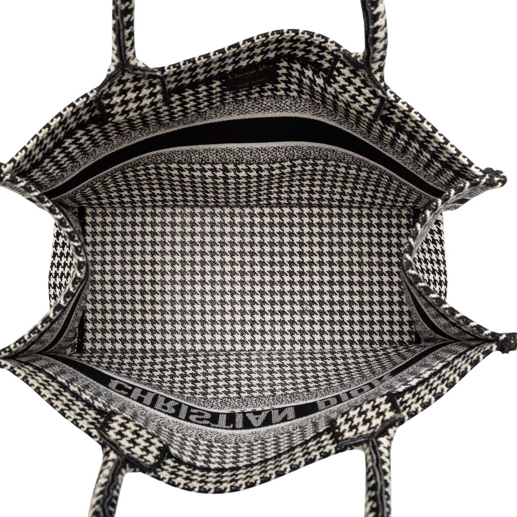 Dior Medium Canvas Houndstooth Embroidered Book Tote Black Canvas Good condition - Model View