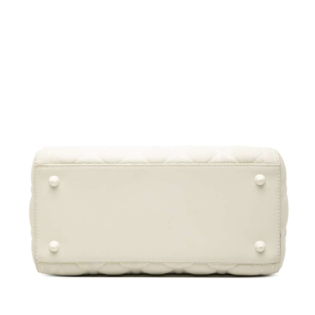 Dior Medium Lambskin Cannage Lady Dior White Leather Good condition - Inside View