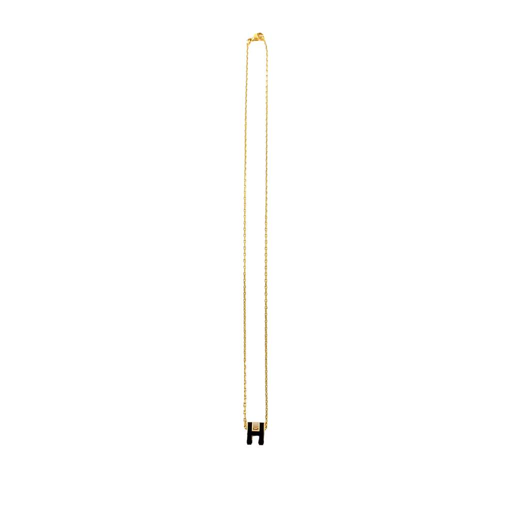 Hermès Gold Plated Enamel Pop H Pendant Necklace Black Good condition - Back View