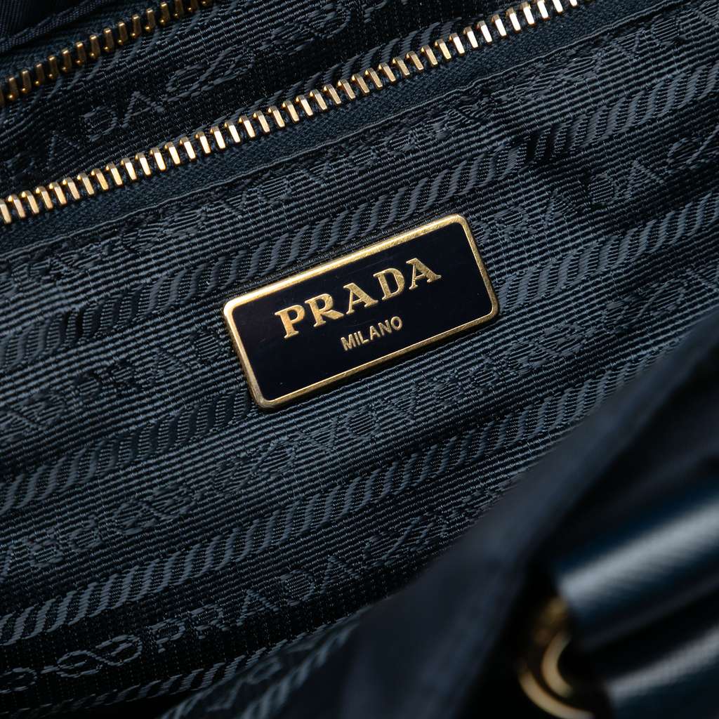 Prada Saffiano Trimmed Tessuto Satchel Blue Good condition - Box View