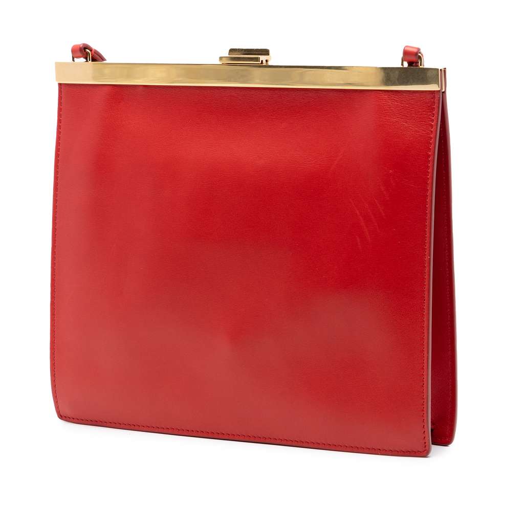 Celine Mini Smooth Calfskin Clasp Bag Red Leather Good condition - Back View