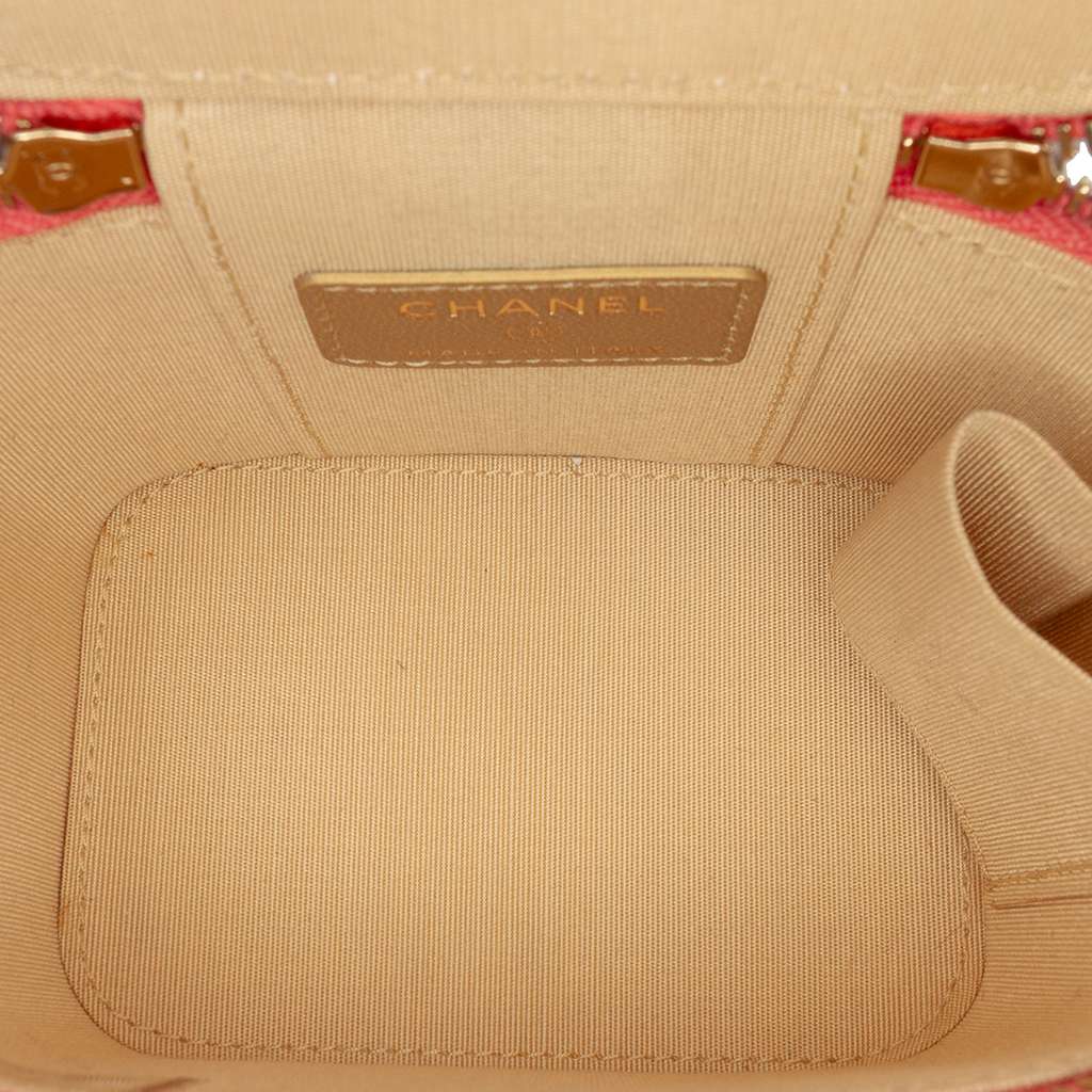 Chanel Mini Quilted Lambskin Pearl Crush Vanity Case With Chain Pink Leather Good condition - Model View