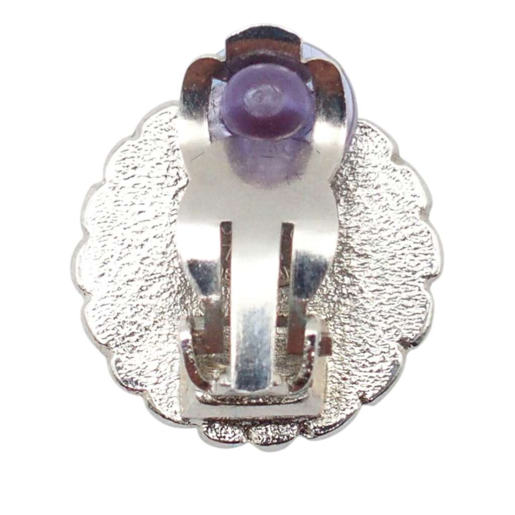 Chanel CC Silver Plated Sunflower Clip on Earrings Silver Metal Good condition - Inside View