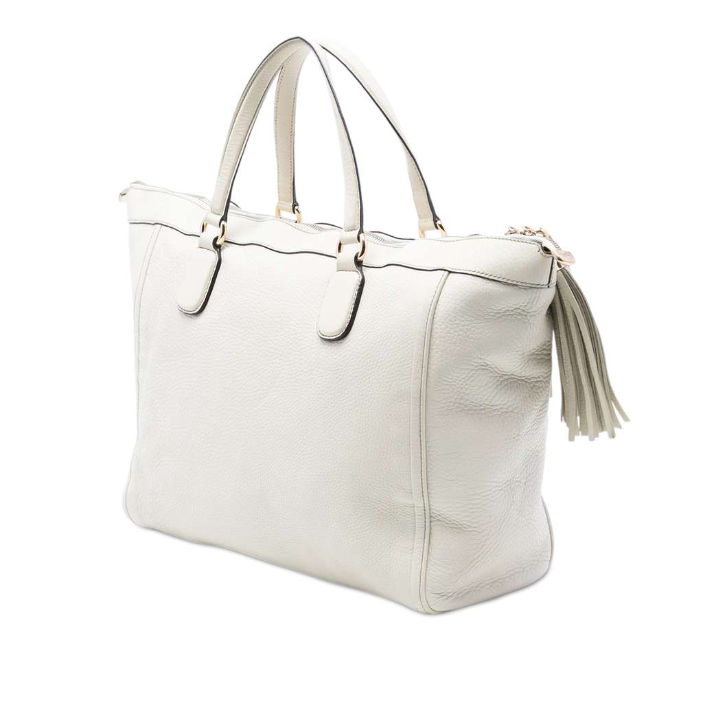 Gucci Large Leather Soho Working Tote White Leather Good condition - Back View