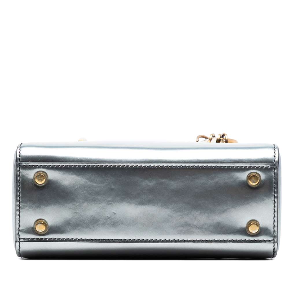Dior Mini Metallic Patent Lady Dior Silver Leather Good condition - Inside View