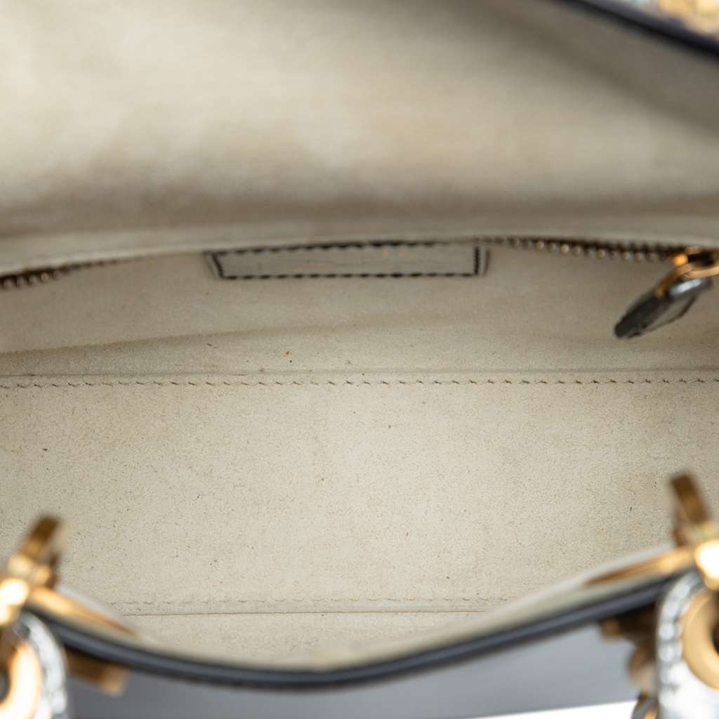 Dior Mini Metallic Patent Lady Dior Silver Leather Good condition - Model View