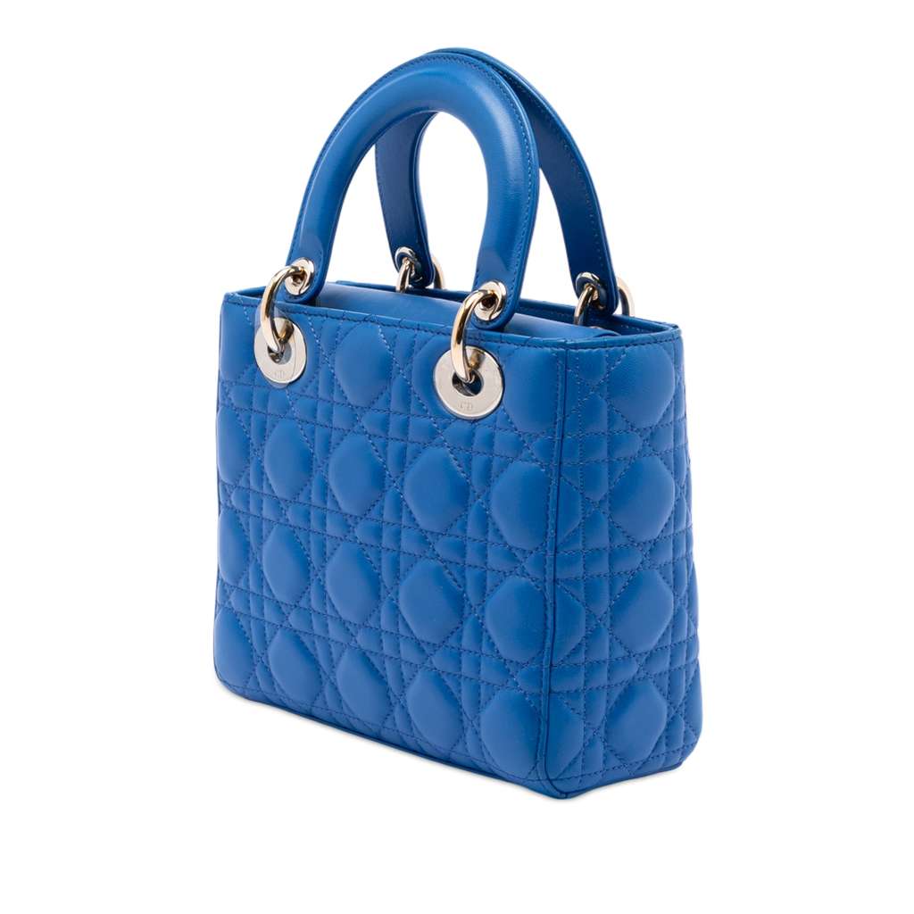 Dior Small Lambskin Cannage MyABCDior Lady Dior Blue Leather Good condition - Back View