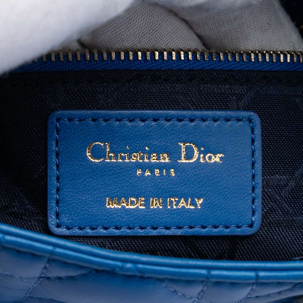 Dior Small Lambskin Cannage MyABCDior Lady Dior Blue Leather Good condition - Box View