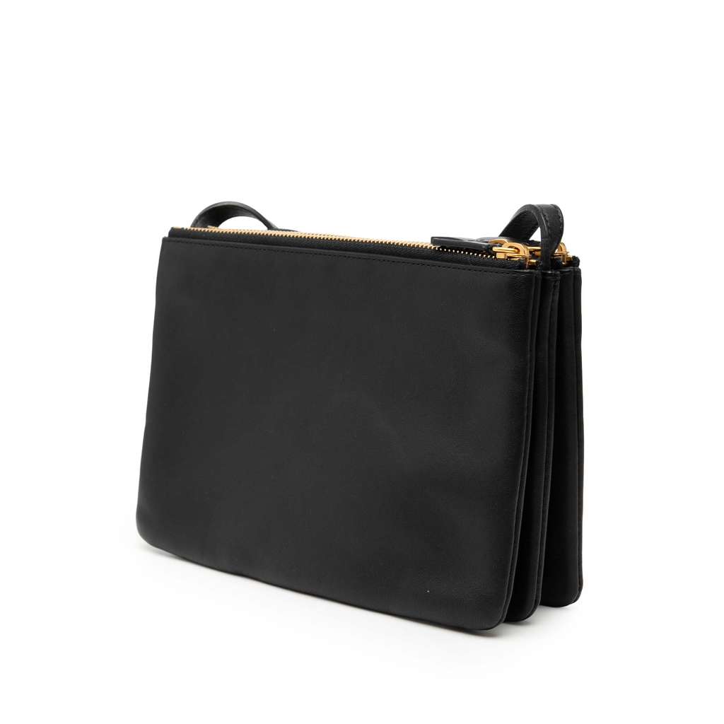 Celine Small Lambskin Trio Crossbody Black Leather Good condition - Back View