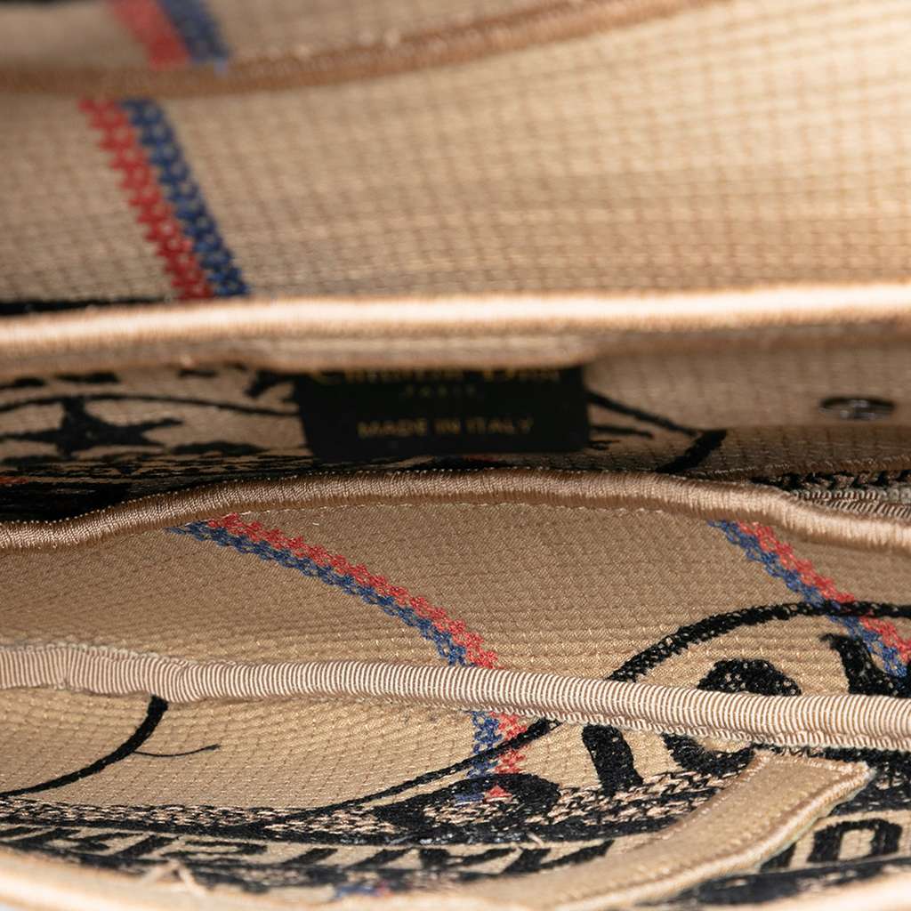 Dior Mini Embroidered Jute Canvas Union Saddle Bag Brown Polyester Good condition - Model View