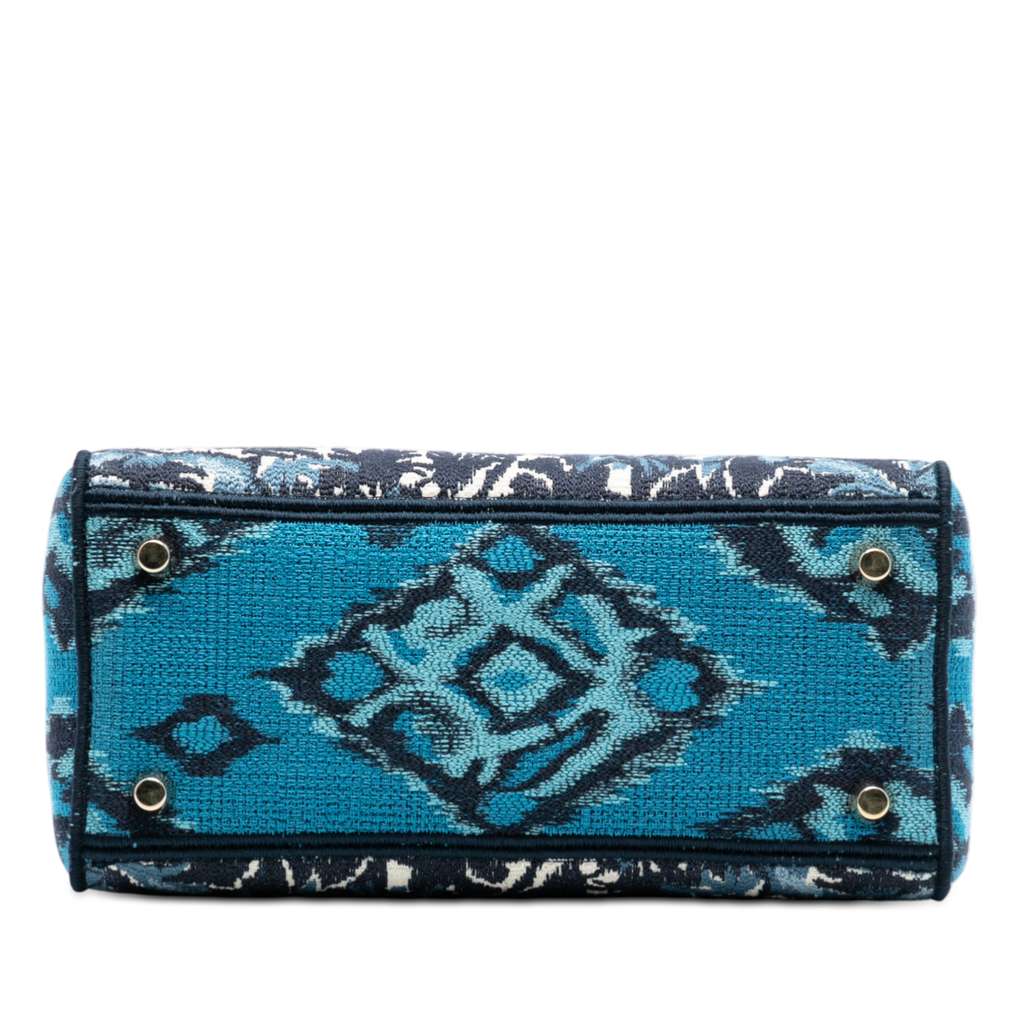 Dior Medium Embroidered Canvas Palm Tree Toile De Jouy Lady D Lite Blue Canvas Good condition - Inside View