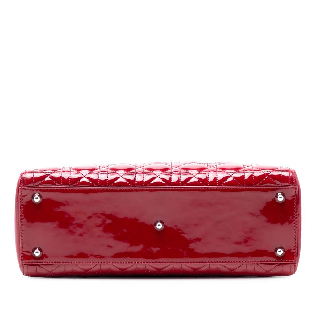 Dior Large Patent Cannage Lady Dior Red Leather Good condition - Inside View