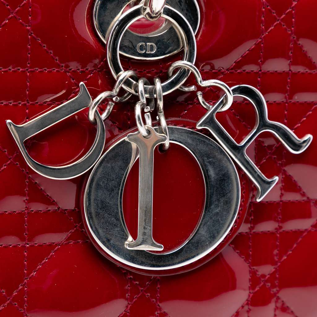 Dior Large Patent Cannage Lady Dior Red Leather Good condition - Box View