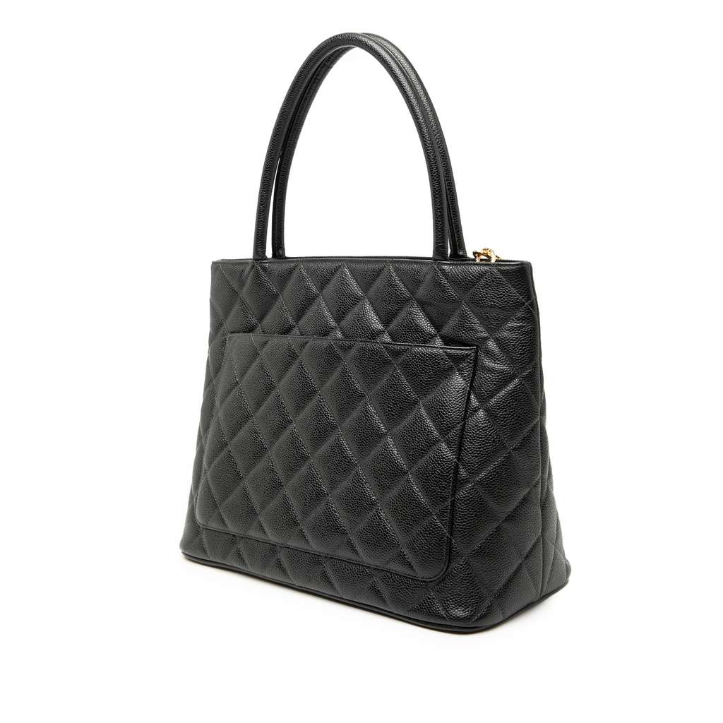 Chanel Caviar Medallion Tote Black Leather Good condition - Back View