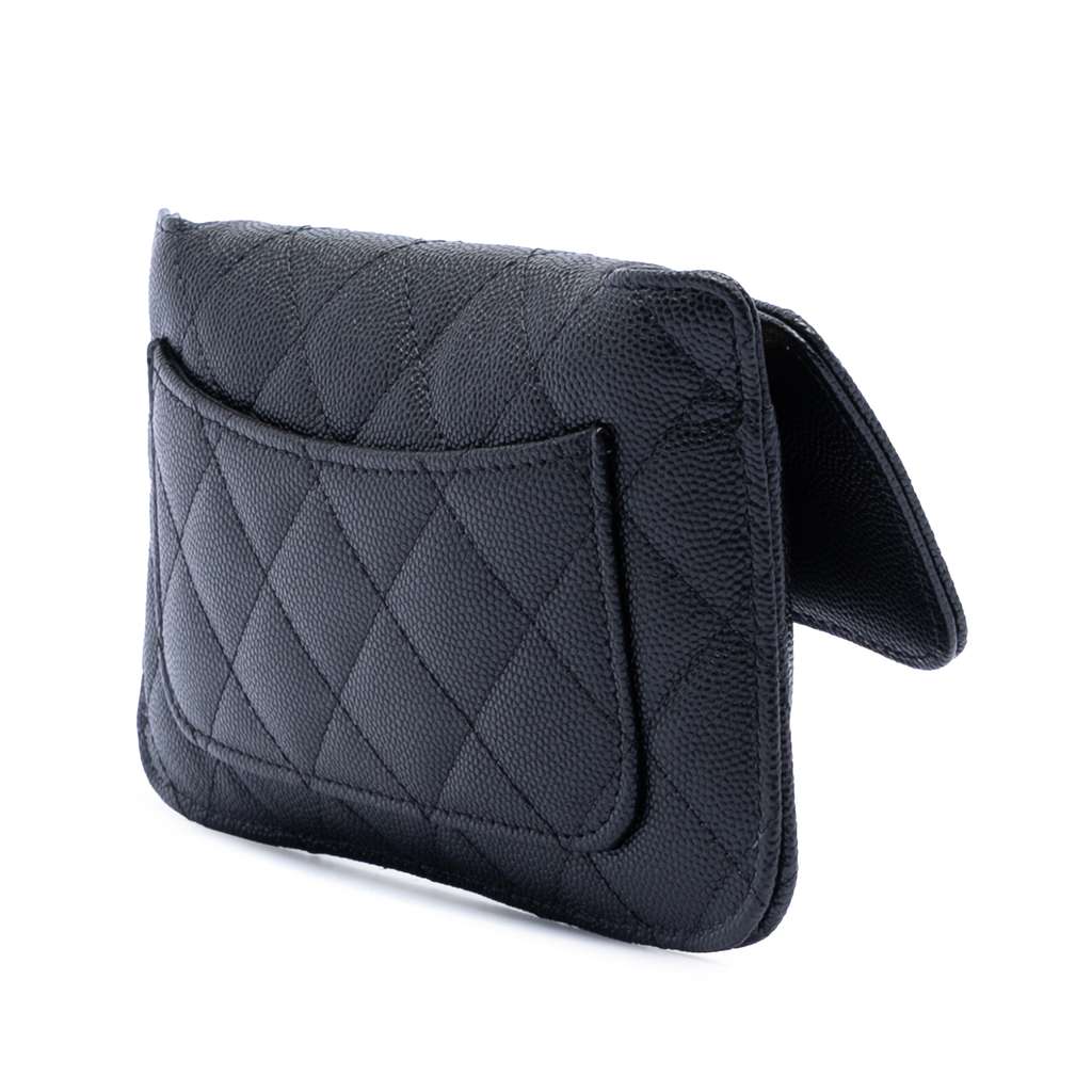 Chanel Nylon Graffiti Foldable Shopping Tote in Caviar Flap Black Leather Good condition - Back View