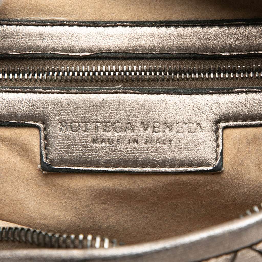 Bottega Veneta Small Metallic Nappa Intrecciato Veneta Hobo Gold Leather Good condition - Box View