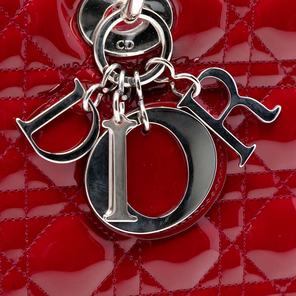Dior Large Patent Cannage Lady Dior Red Leather Good condition - Box View