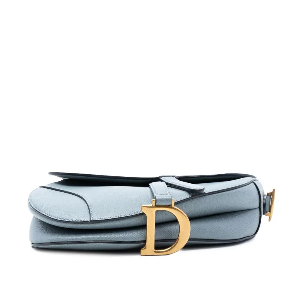Dior Grained Calfskin Saddle Bag Blue Leather Good - Inside View