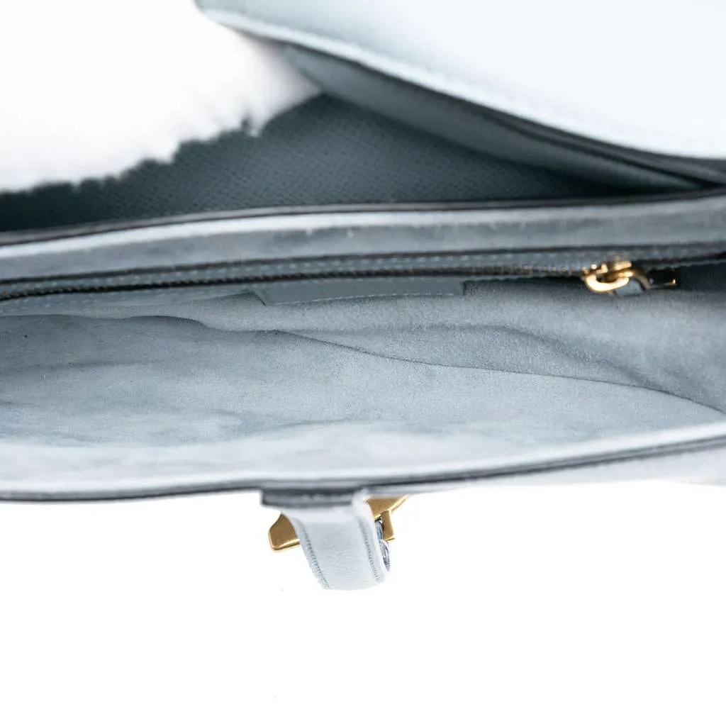 Dior Grained Calfskin Saddle Bag Blue Leather Good - Model View
